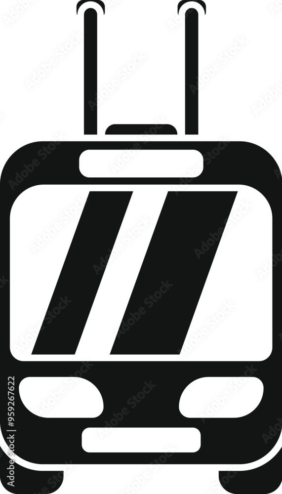 Poster trolleybus front view icon in simple style isolated on white background