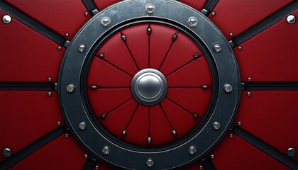 Obraz premium Red and Black Circular Design with Metal Accents