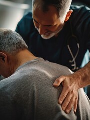Fototapeta premium Compassionate Care: A Doctor Attending to an Elderly Patient