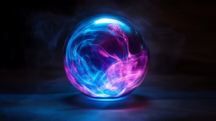 purple and blue energy ball on black background