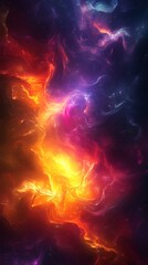 Abstract Cosmic Nebula with Vibrant Colors.