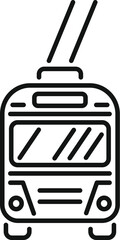 Simple icon of an electric trolleybus driving on a wire, public transportation concept