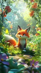 Fototapeta premium cute fox in the forest