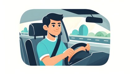 Flat vector illustration of a driver safe  driving  