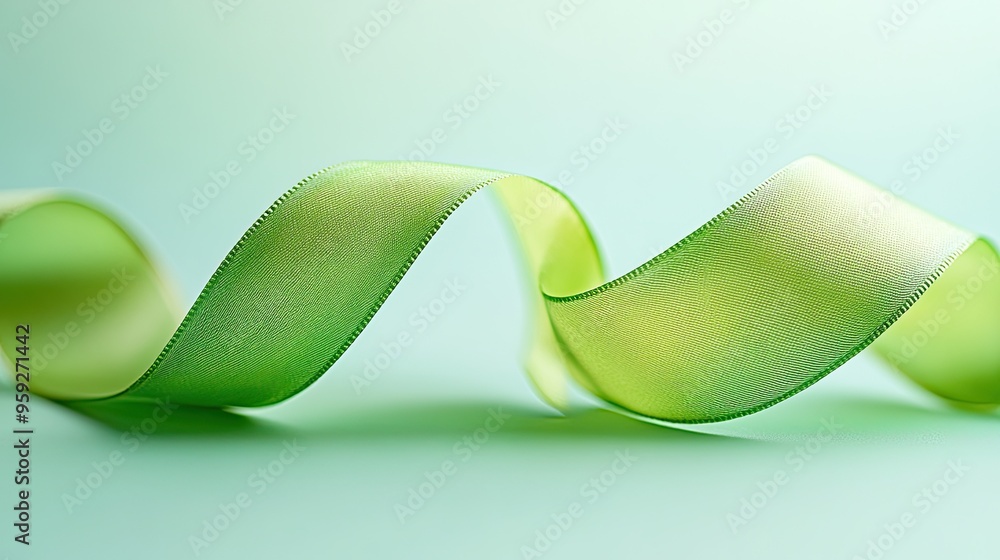 Aufkleber Green satin ribbon in a swirl. Perfect for adding a touch of elegance and sophistication to any design project.