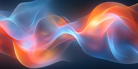 Obraz premium Abstract digital waves in blue and orange colors.