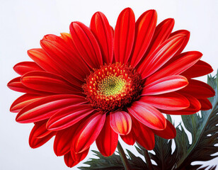 Red Daisy Flower against White Background