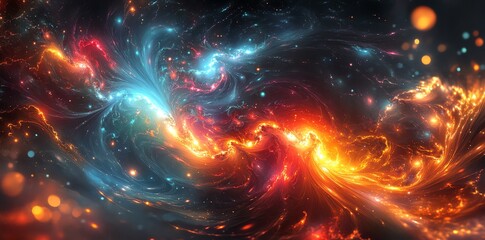 Fototapeta premium Abstract fire and ice swirl background.