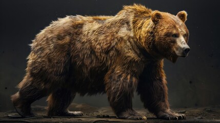 Fototapeta premium A majestic brown bear striding through a natural forest setting.