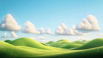 Obraz premium 3d cartoon green hills landscape