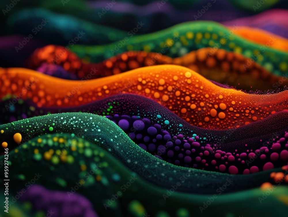 Poster vibrant abstract waves create a mesmerizing pattern of colors and textures, evoking harmony and crea