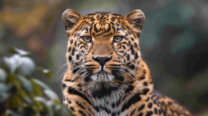 A young jaguar cub with striking spotted fur peers directly at the camera.