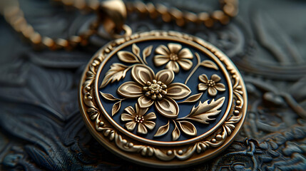 Obraz premium Golden Floral Pendant Necklace Illustration