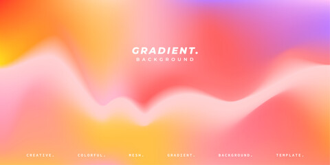Colorful blurred gradient mesh background. Abstract fluid color gradation banner design. Vibrant and modern smooth color gradation backdrop.