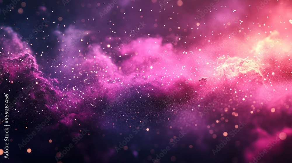 Wall mural digital rendering of a colorful, celestial space scene with nebula and stars