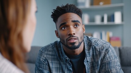 An intense conversation between two individuals in a room