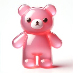 Cute Pink Gummy Bear Toy - Adorable 3D Illustration with a Glossy Finish