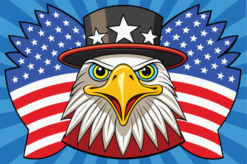Eagle USA Merika Celebrating America And 4th Of July With The American Flag 