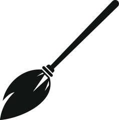 Simple witch broom icon representing halloween cleaning symbol