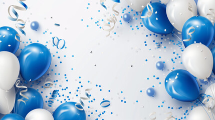 3D realistic blue and white balloons background