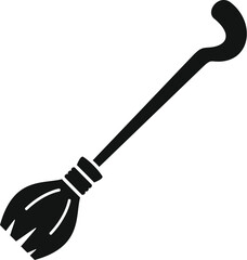 Simple vector silhouette of a witch's broom flying on a white background