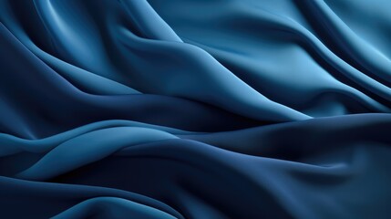 Fototapeta premium A close-up of flowing blue fabric, showcasing smooth textures and gradients.