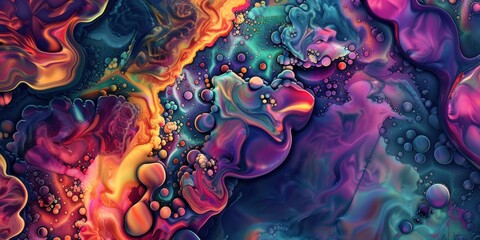 Obraz premium Abstract digital art, vibrant colors, intricate patterns, organic shapes