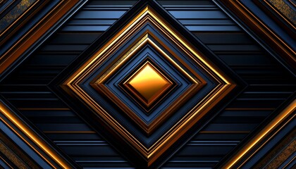 Abstract Geometric Pattern with Gold and Blue Frames