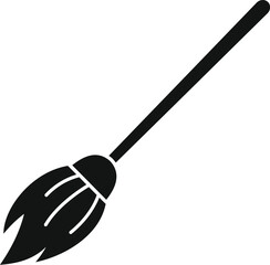 Witch broom flying silhouette icon suitable for halloween party design
