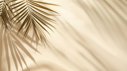 Obraz premium Sand background with palm leaf shadow light beige color