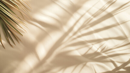 Obraz premium Sand background with palm leaf shadow light beige color