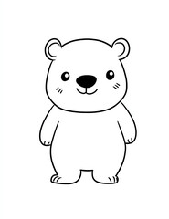 Naklejka premium A cute bear drawn in simple, bold lines for easy coloring book pages and a fun kids' activity. It should be a full-body portrait with a white background. 