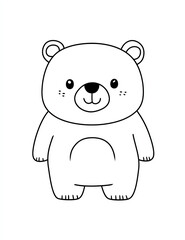 Fototapeta premium Cute bear simple line art, vector illustration for kids' coloring page with a white background. 