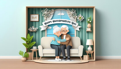 Grandparents Day, elderly old couple love holiday
