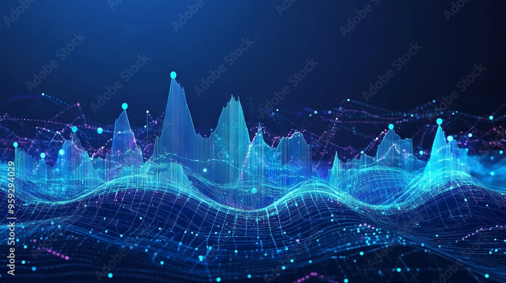 Aufkleber digital growth graph chart on technology map. abstract business analysis and stock market concept. l