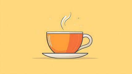 Flat design of a cup of tea with steam rising using clean lines