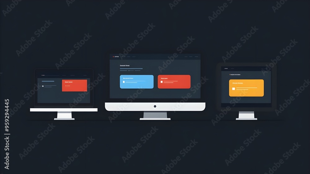 Wall mural flat design of a responsive navigation bar that looks good across various screen sizes