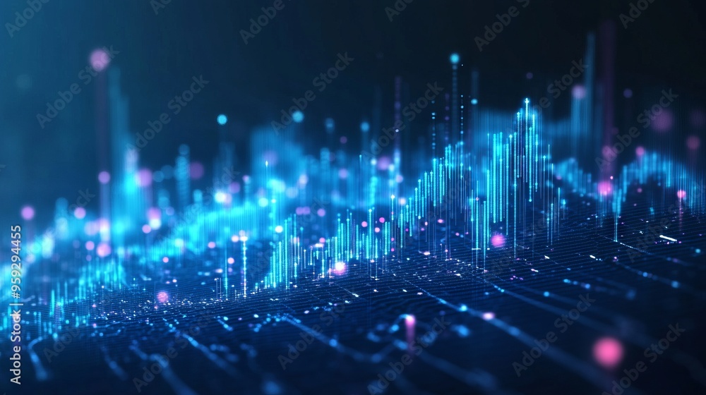Poster digital growth graph chart on technology map. abstract business analysis and stock market concept. l