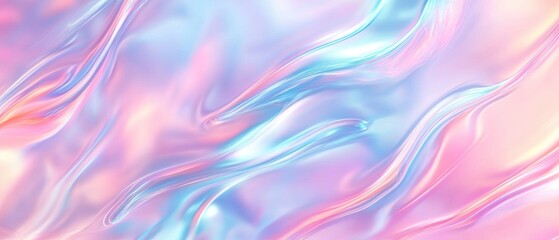Obraz premium Abstract Holographic Swirls in Pastel Pink and Blue