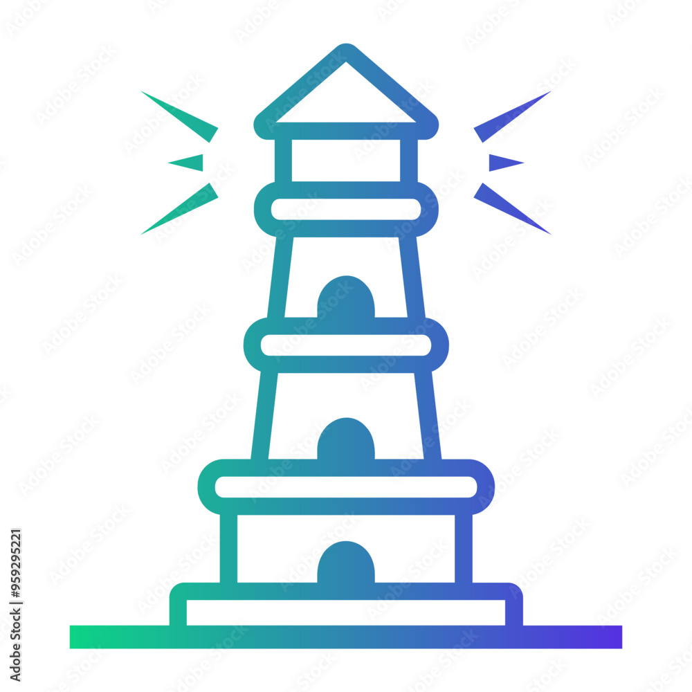 Sticker lighthouse Line Gradient Icon