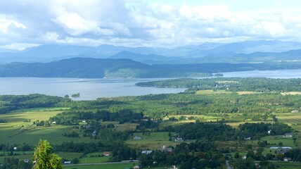 View from atop Mt. Philo in Charlotte, VT. In the distance, the Adirondacks can be seen, as can...