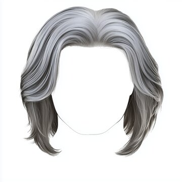 recommend clip art: A short, wavy silver wig for elderly men, with a natural hairline, isolated on a white background