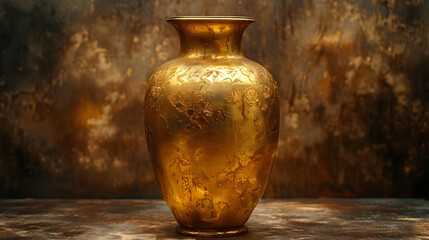 Golden Ornamental Vase with Intricate Details - Realistic Image