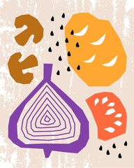 Hand Drawn Onion And Potato Vegetables Grunge Poster