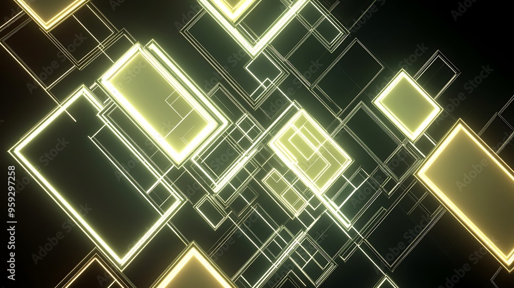 Poster abstract loop of glowing lines and shapes