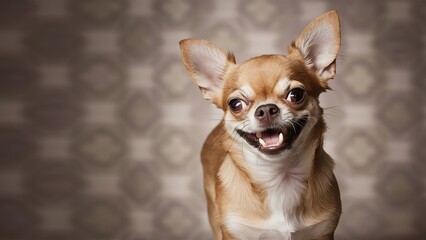 Obraz premium Chihuahua dog after express molting on a gray background. made with generative Ai