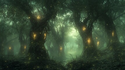 Glowing Forest: Ethereal Creatures & Twisted Trees