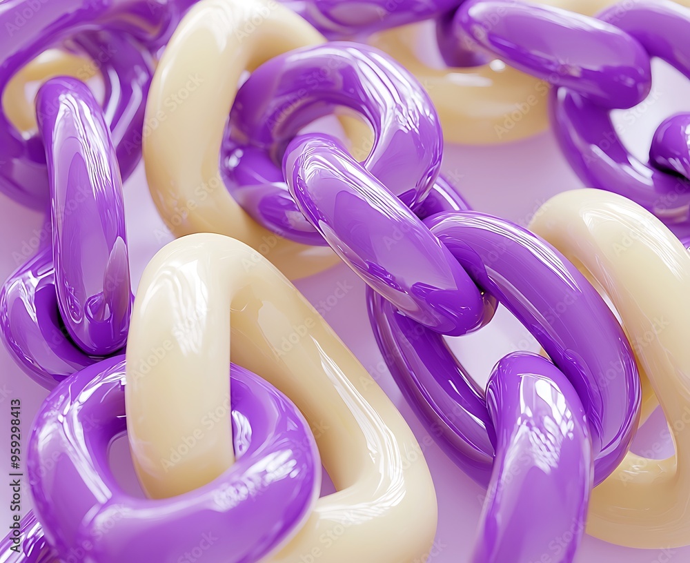 Poster close up of a chain link in 3d