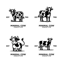 Cow Logo icon black white design illustration