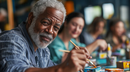 Diverse Group of Adults in Art Workshop Decorating Keepsake Boxes